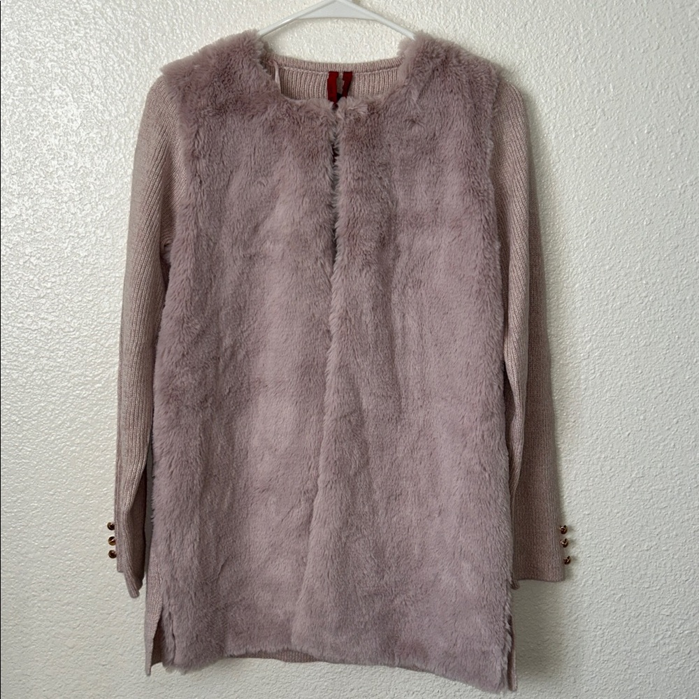 Faux Fur Vest with Knit Sleeves
